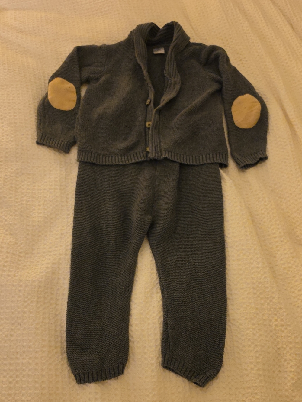 Gently Used Nordstrom Gray Knit Suspender Pants & Sweater Set - Size 24M